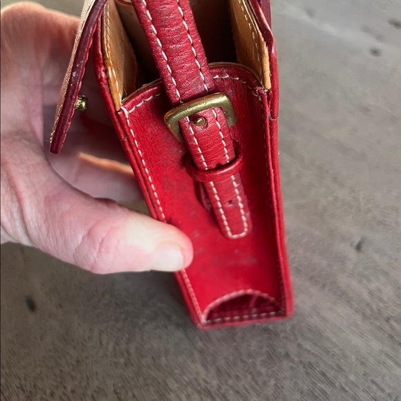 Coach Red Leather Signature C Phone Pouch Wristlet Mini Shoulder Bag - Picture 10 of 12